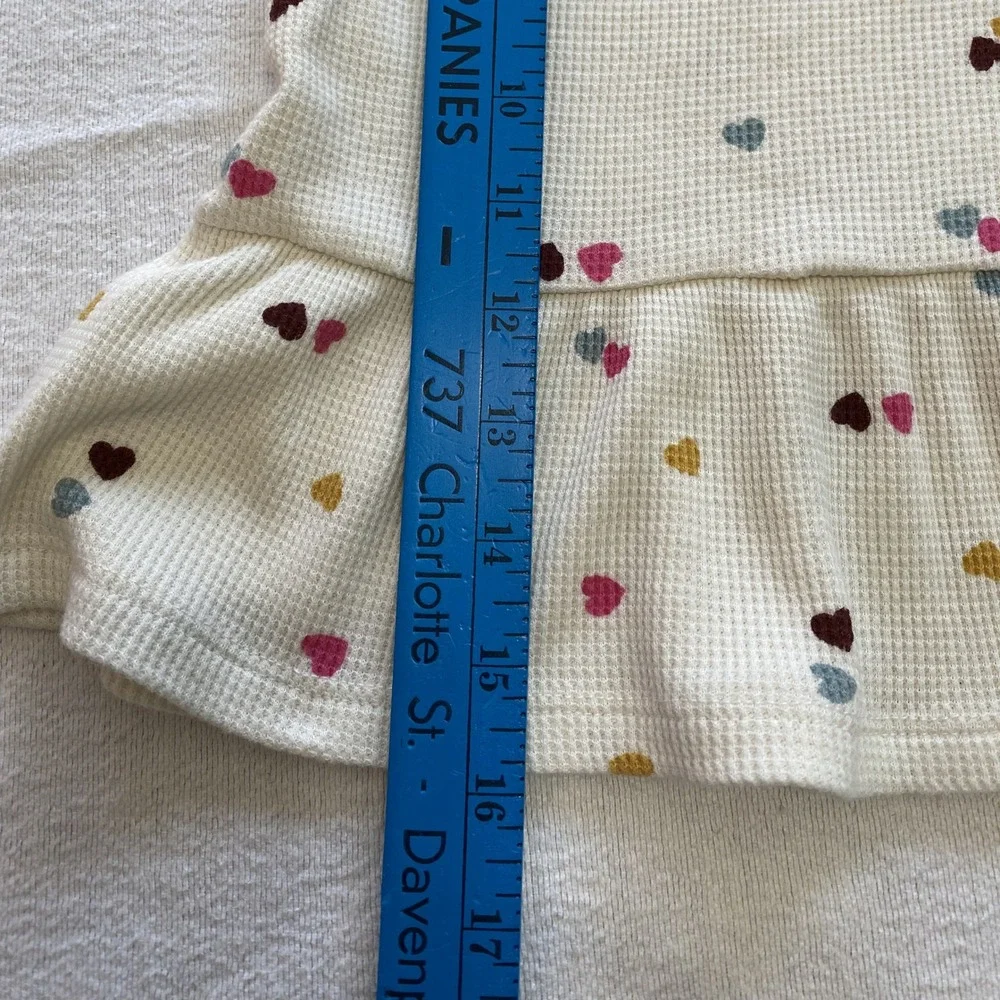 Cat & Jack Toddler Girl‎ Peplum Top 4T Cream Heart Print Waffle Knit Tee Relaxed